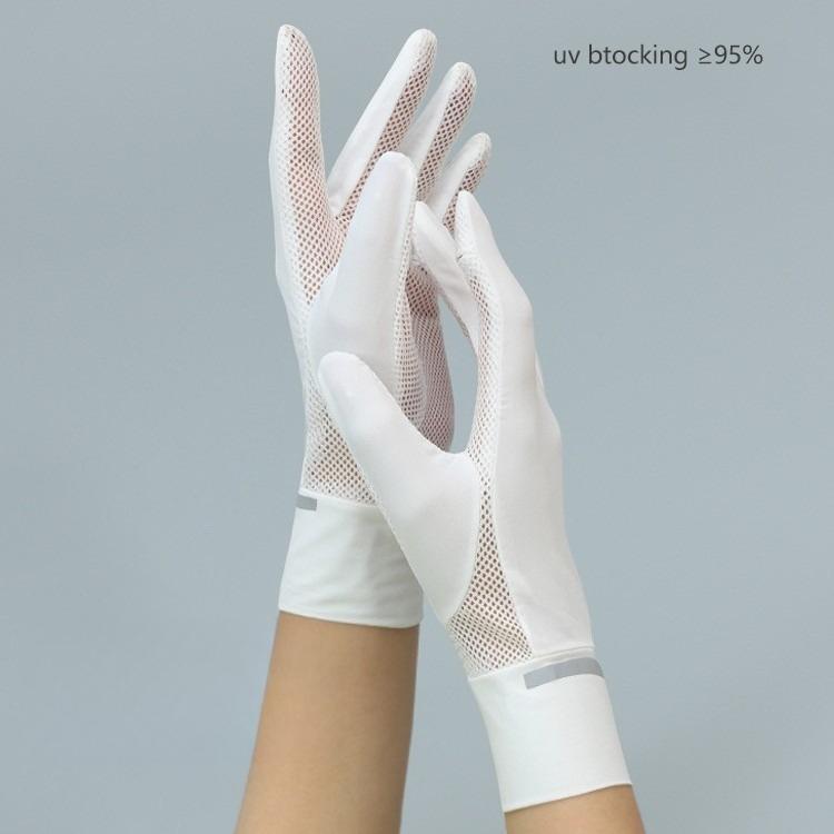 Summer Women's Sunscreen Gloves Women's Summer UV Resistant Thin Short Ice Silk Gloves, Cool Outdoor Sun Protection Breathable