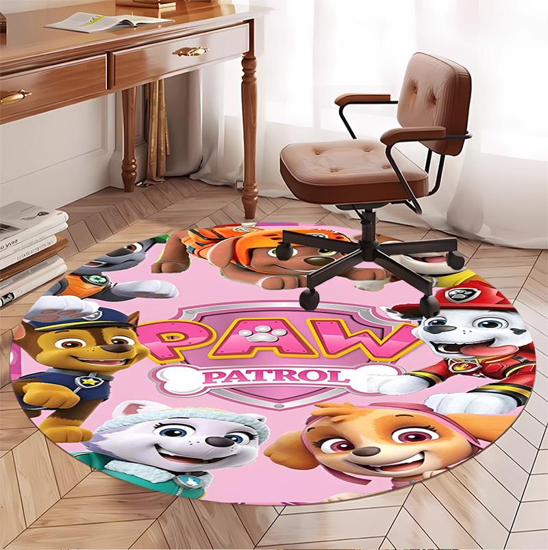 PAW Patrol Pattern Round Rug, Indoor/Outdoor Mat, for Picnic, Gameroom, Bedroom, Office, Living Room, Home Decor Carpet, Birthday Gift