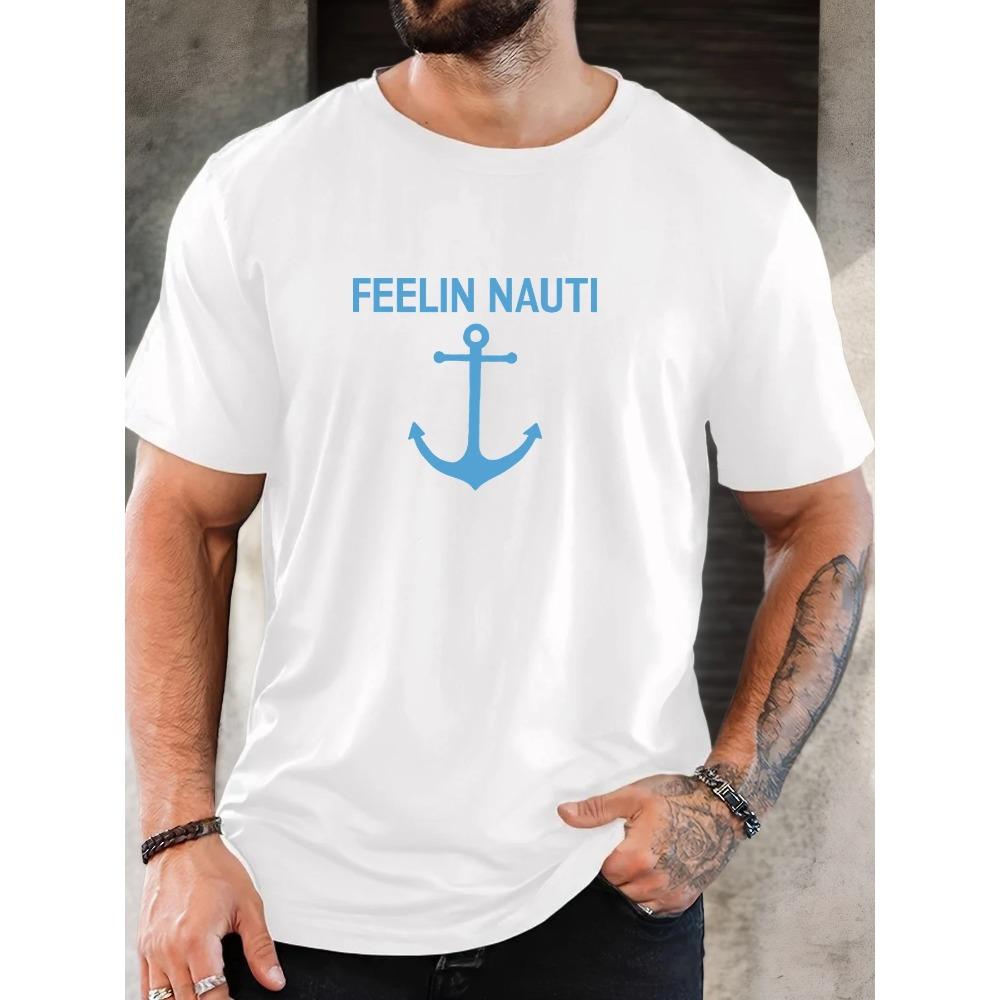 Men Pattern Summer Casual Round Neck Short T-shirt