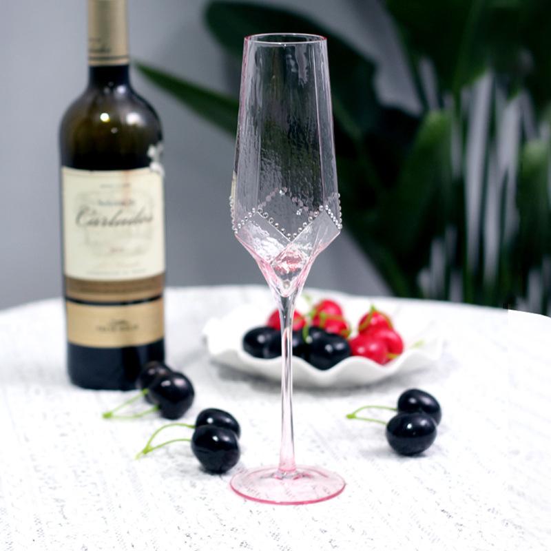 High-value Diamond Crystal Red Wine Glass Light Luxury Ins Wine Glass Retro Glass Goblet Champagne