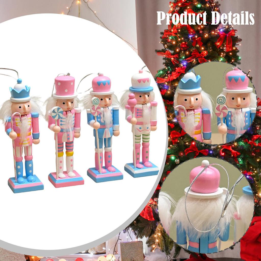 4Pcs Christmas Nutcracker Decoration 5 Inch Length Gifts Indoor Hanging Pendant Ornament for Door