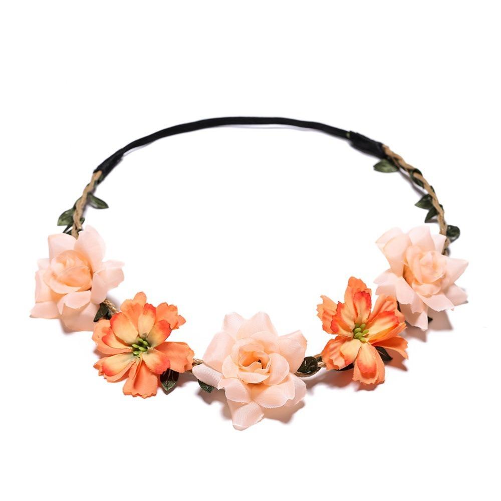 

Handmade Floral Garland Simulated Flower Wedding Hair Accessories Dance Performance оранжевый