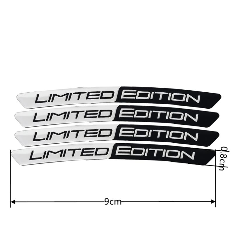 

4pcs/set New Aluminium Limited Edition Wheel eyebrow Alloy Sport Emblem Car Wheel Hub Stickers For Universal Car Accessories silver black