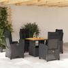 VidaXL 5-Piece Garden Dining Set with Cushions, Patio Table, Patio Furniture, Outdoor Furniture, Black 3277386