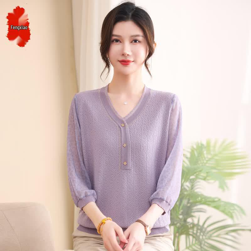 FENGXIAO Women s Loose Fit 3/4 Sleeve Knit Top 4XL