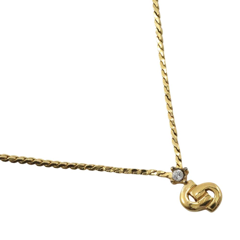 Dior CD Logo Necklace Plated Gold 4.6g Women Used