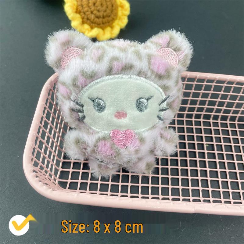 Leopard Print Plush Kitten Squeaky Charm Brooch DIY Clothing Accessory