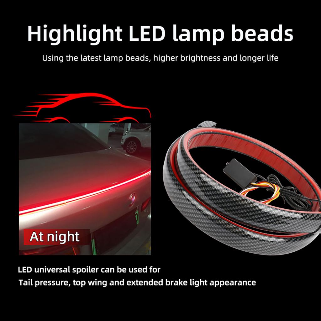 1PCS Carbon Fiber 110CM 120CM LED Strip Light Turn Signal Brake Rear Tail Lights Driving DRL Tail Lamp Universal 12V