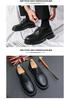 2025 Men's Chunky Glossy Leather Lace-up Casual Shoes with Thick Sole & Square Heel