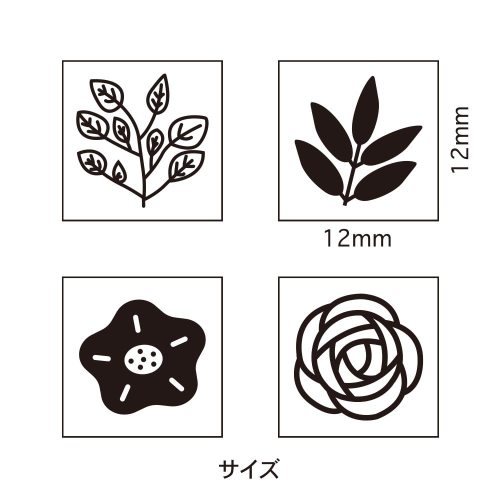 Cute Leaf Wooden Rubber Garden Made in Green Message Letter Flowers Stamps, Stamps, 54-Piece Set, Design, Japan, Eco-Friendly, Plants, Leaf,