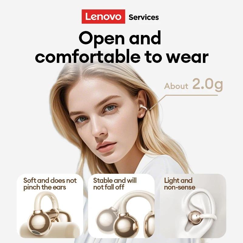 Original Lenovo RS103 Wireless Bluetooth 6.0 Ear Clip Earphones 360° Surround Sound Headphones Meetings Travel Exercise Headset