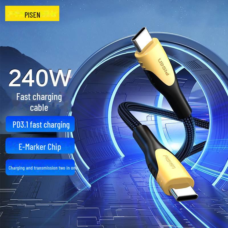 PISEN Dual USB-C 240W Cable for MacBook Pro, PD3.1, Mobile Phones & Tablets