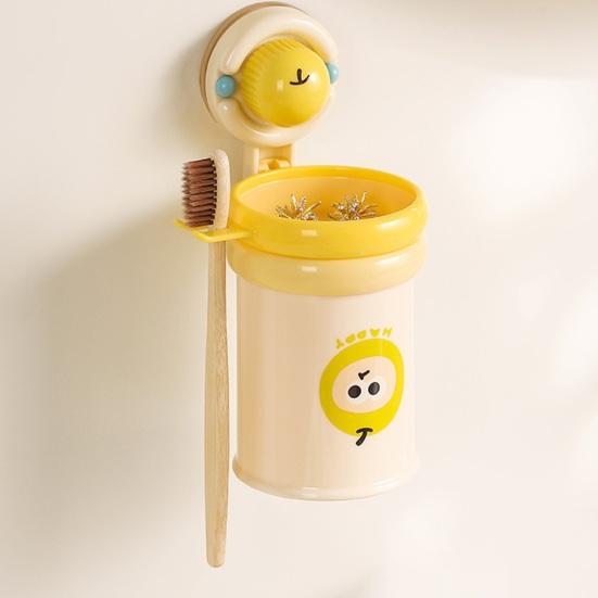 Suction Cup Toothbrush Holder Wall-Mounted No-Drill Cup Holder Magnetic Self-Adhesive Multi-Functional Bathroom Organizer for Toothbrushes Toothpaste