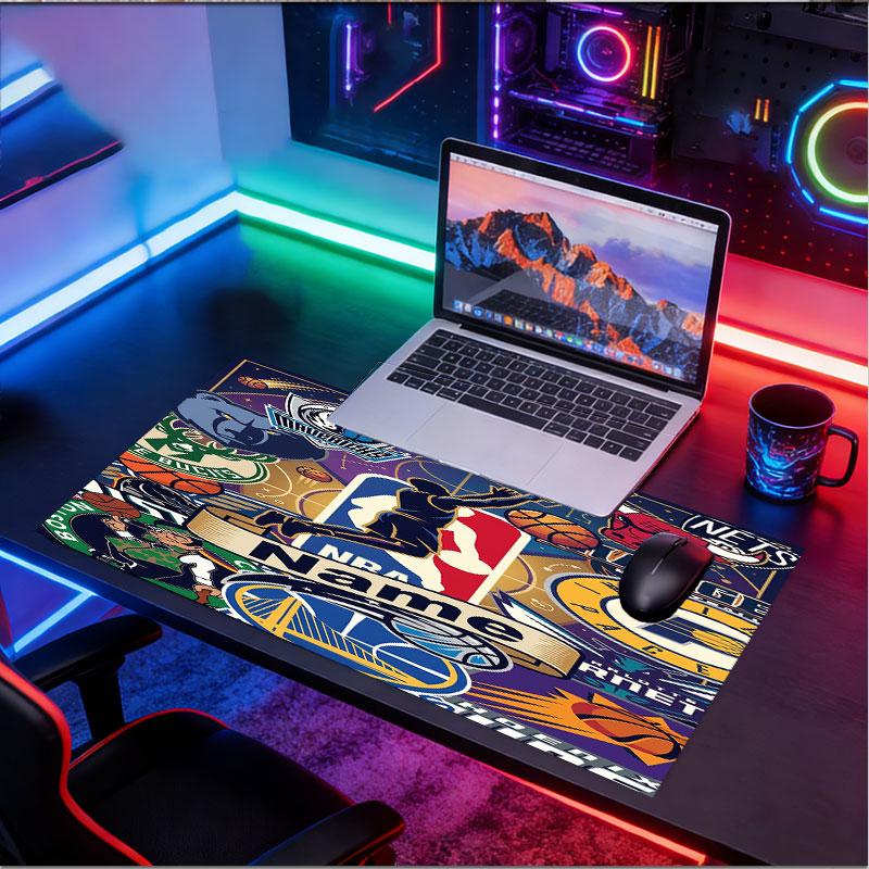 Personlig Mousepad med NBA-mønster og Navn, Skrivebordsmåtte til Bærbar PC, Dekorativ Skrivebordsmåtte til Hjemmet, Tastaturunderlag Gave