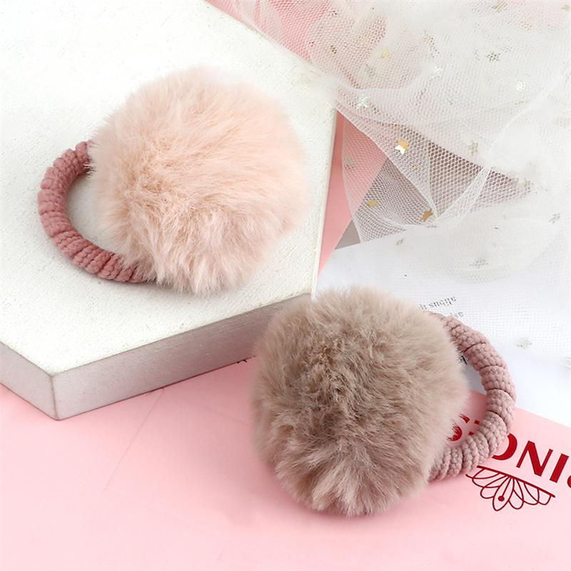 2 Pièces Chouchous à Pompons Mignons Élastiques à Cheveux Pour Enfants Filles Coiffure Élastique Porte-Queue de Cheval Scrunchie Accessoires Cheveux
