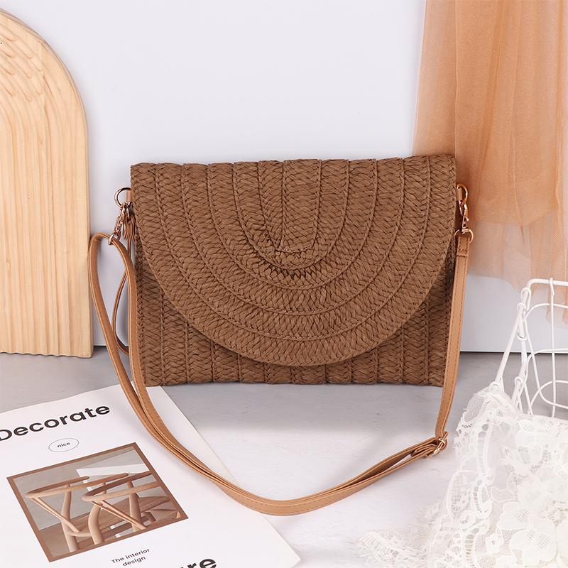 Straw Clutch Handbag Summer Beach Straw Purse For Women Woven Envelope Bag Shoulder Woven Crossbody Bag Beach Bag