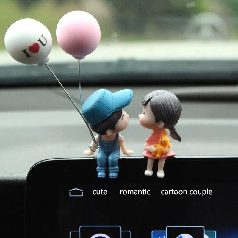 Niedliche Ornamente Paar Actionfiguren Luftballons für Auto-Armaturenbrett-Dekoration