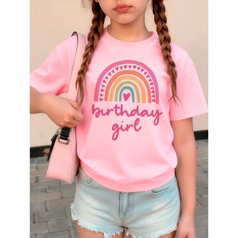 Fashion Rainbow Love Birthday Girl Gothic T Shirts Manga Kids Children's T-shirt Girls Summer Spring Casual Top Tee