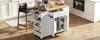Kitchen island with casters, extendable dining area with multifunctional drawers and waste bin compartment, ideal for kitchen and dining room (white)
