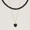 Modernlike 14k Gold-filled Silver Black Quartz Crystal Heart Necklace 2-piece Set