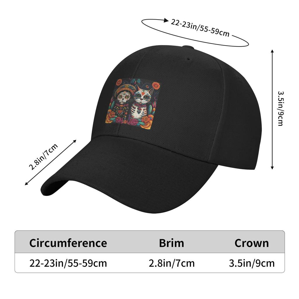 Unisex Baseball Hats Day Of The Dead Kitten Cat Sugar Skull Dia de Los Muertos Summer Sports Baseball Caps Casquette Hats