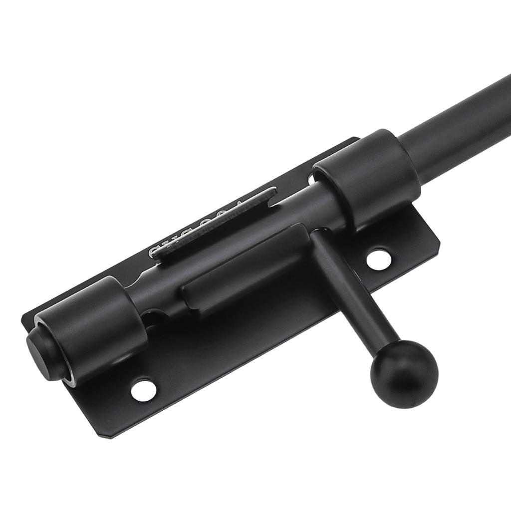 304 Stainless Steel 6-12 Inch Barrel Bolt Latch 10mm Thick Padlock Hole Black Heavy Duty Includes 6 Screws Universal Door Window Cabinet
