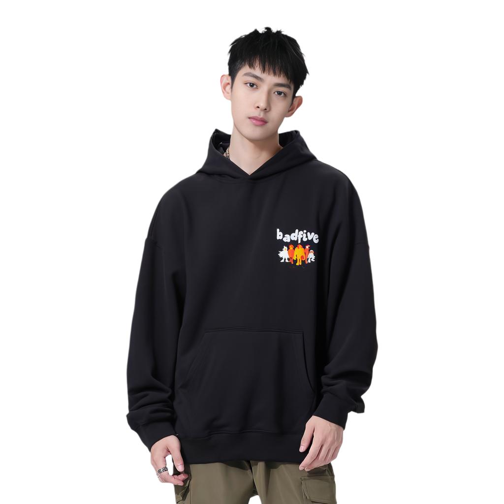 Li Ning Bad Five Hoodie Loose Fleece Sweatshirt Unisex Sweatshirt Black AWDT879-6