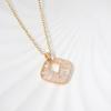 Hollow Square Zirconia Pendant Necklace, Golden Tone Elegant Jewelry for Women