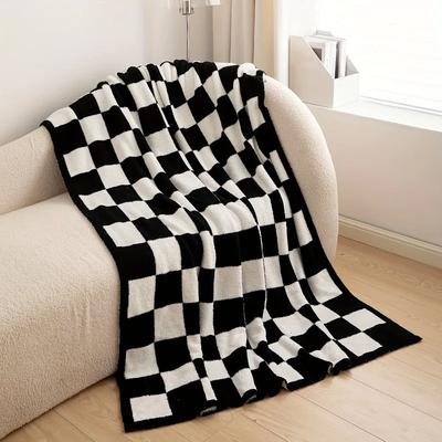 Checkerboard Wool Blanket Super Soft And Warm Bed Blanket Bed Sofa Chinese Travel Blanket Outdoor Camping Blanket Decorative