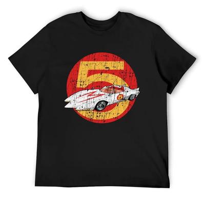 Mach 5 Distressed Vintage T-Shirt Summer Top Funny Gifts T-shirts Oversize Cute Clothes Mens Shirts Graphic Tee