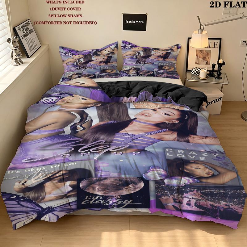 Ariana Grande Bedding Quilt Set Quilt Cover Pillowcase Home Decoration Birthday Gift (1 * duvet cover + 2 * pillowcase, without core)