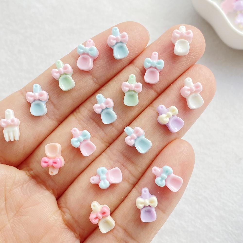 100pcs Colorful Resin Kawaii Mini Cute Mini Bow Spoon Fork Nail Art Flat back Stone Figurines Scrapbook DIY Jewelry Decor Crafts
