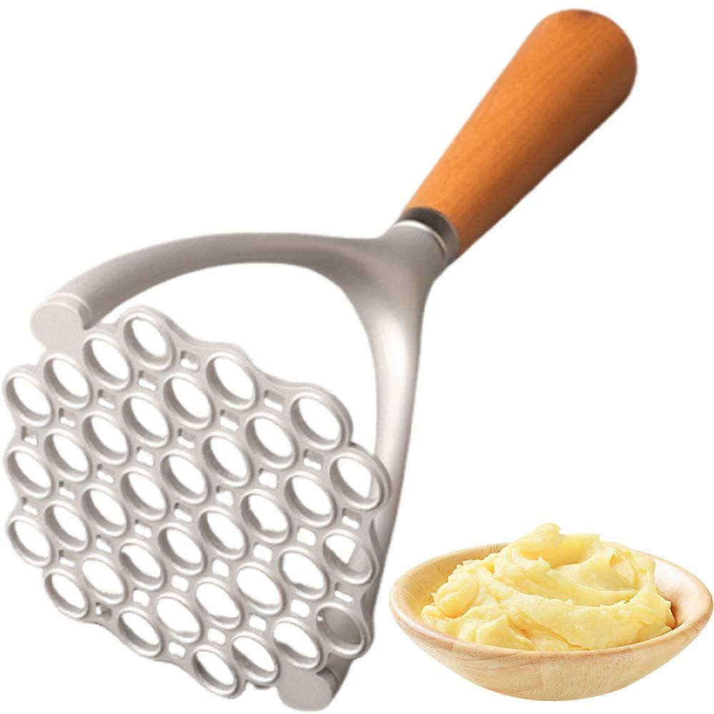 Manueller Kartoffelstampfer Aluminium Kartoffelstampfer Küchen-Gemüse stampfer mit Holzgriff Obst Knoblauch Lebensmittelzerkleinerer Küchenhelfer