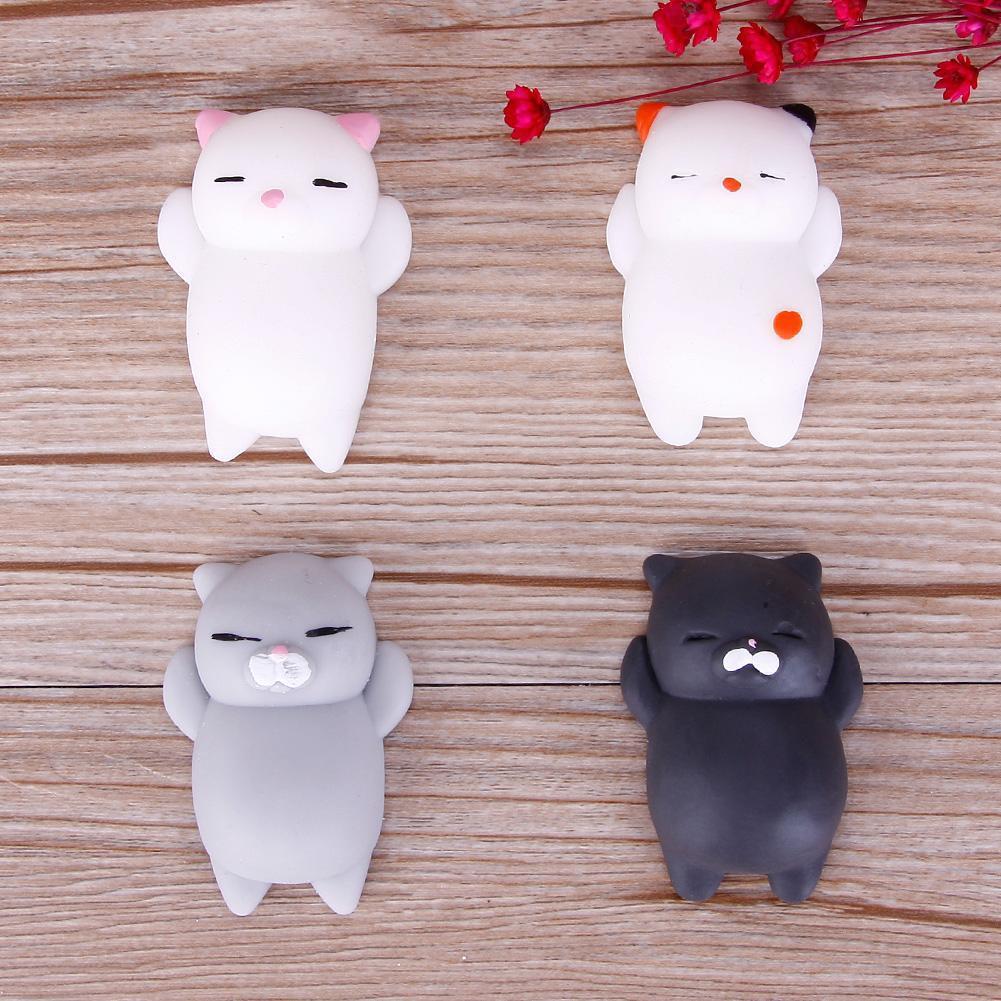 Søt tegneseriekatt Squishy leketøy Stressrelief Myk minidyrklemmelekegave