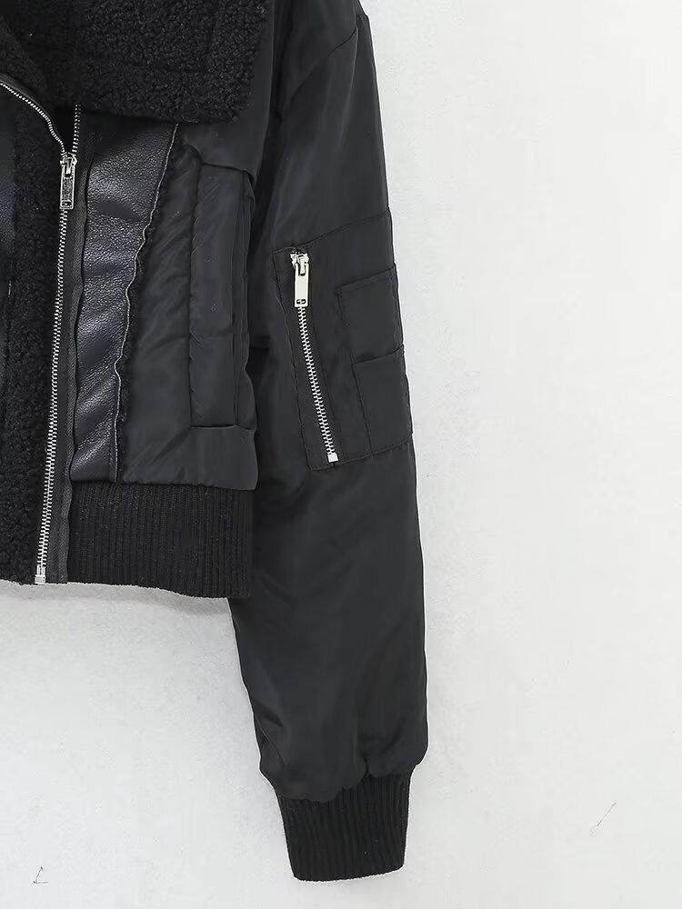 2024 Autumn Women's European & American Style Patchwork Double-Sided Jacket