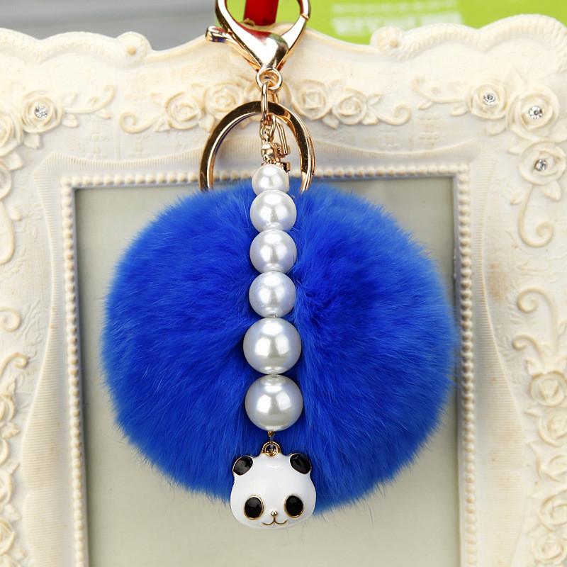 Elegant Metal Panda Keyring With Colorful Plush Ball For Chic Keychain Lovers