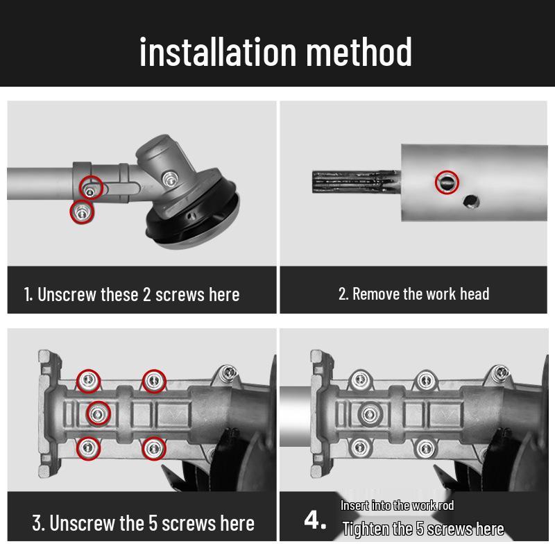 Atașament Multifuncțional de Dezburuienat cu Roată pentru Motocoasă pentru Cosit și Săpat