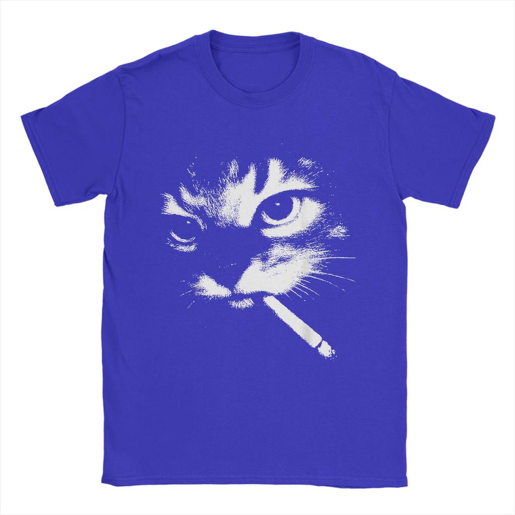 Men TShirt Smoking Cat Vintage Chonky Cat Retro 90s 100 Cotton Tees Short Sleeve  T Shirts Round Collar Clothes New Arrival