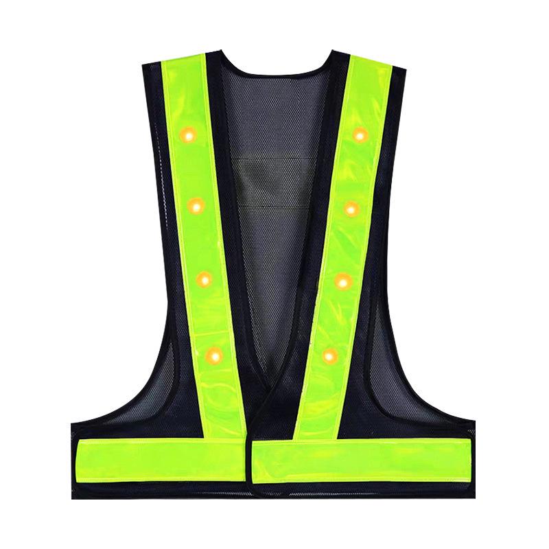 LED Glowing Safety Vest - Fluorescent V-shaped Reflective Suspenders for Construction and Labor Protection
