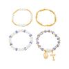 Chinese Inspired Ceramic Bead Bracelet Featuring Crosses Charm and Imitation Pearls Accents Minimalist Wrist Accessory