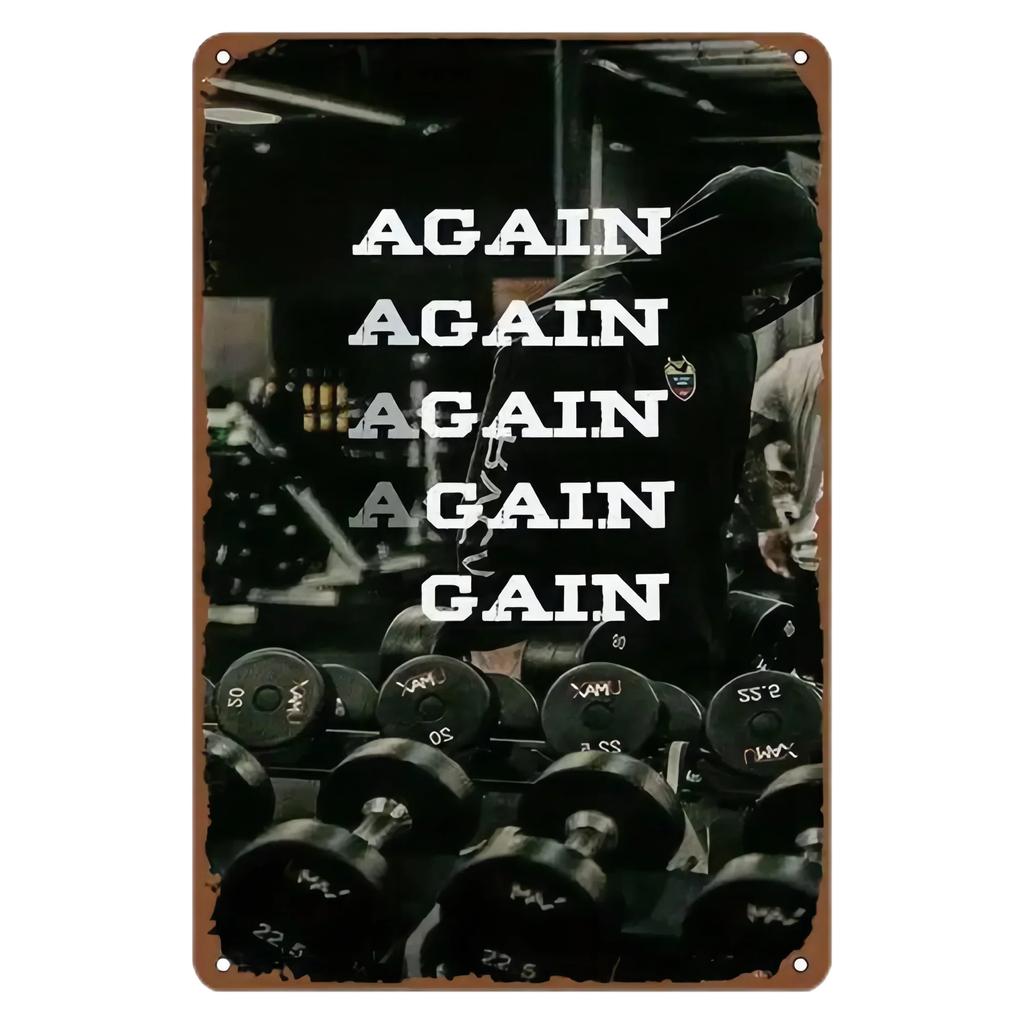 Lustige Metallschilder Deko Ohne Schmerz kein Gewinn Motivierende Fitness-Zitate Wandkunst für Wohnzimmer Schlafzimmer Fitnessstudio Metallblechschilder Vintage