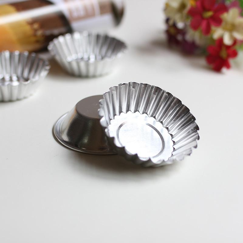 Reusable Non-Stick Egg Tart Mold Aluminum Alloy Flower/Round Shape Cupcake Mold Pudding Jelly Mold Muffin Baking Cup Kitchen Too