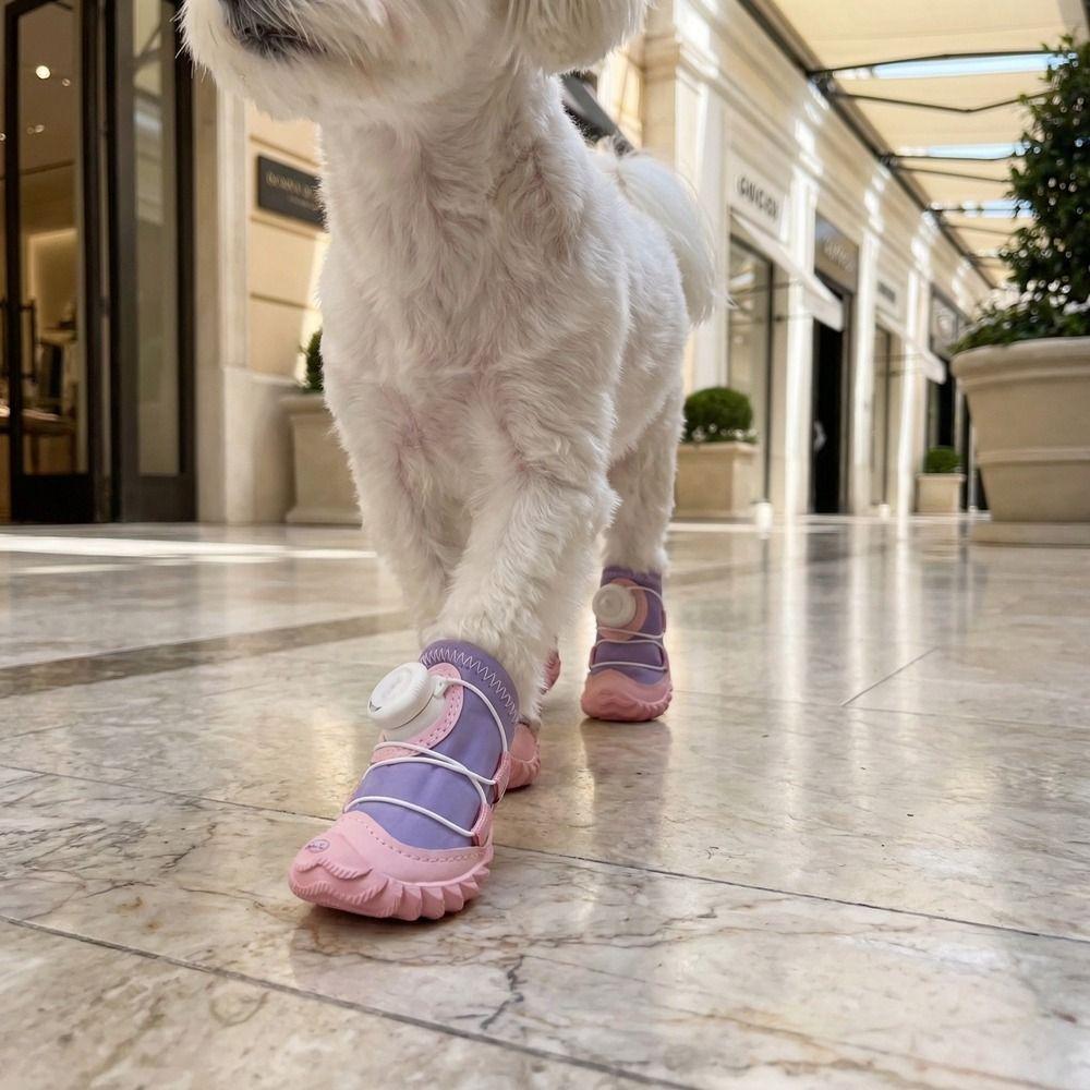 4PCS Adjustable Pet Mesh Boots Anti-Slip Pet Paw Protector Wear-resistant Dog Sneakers  Daily Wear
