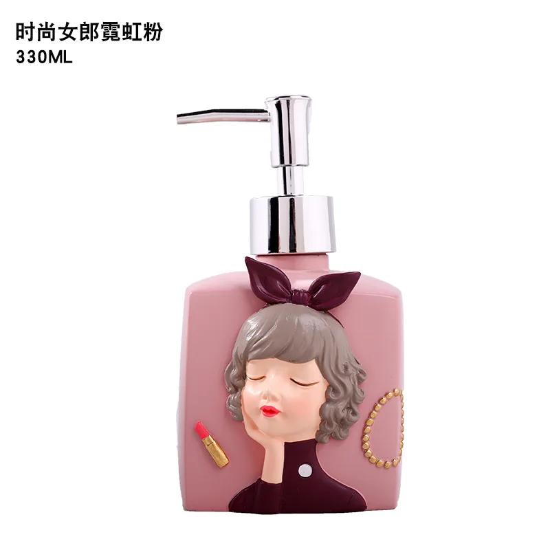 Cute Cartoon Character Lotion Bottle Resin Craft Soap Dispenser Hand Sanitizer Bottle Shampoo Bottle Bathroom Decoration Gift