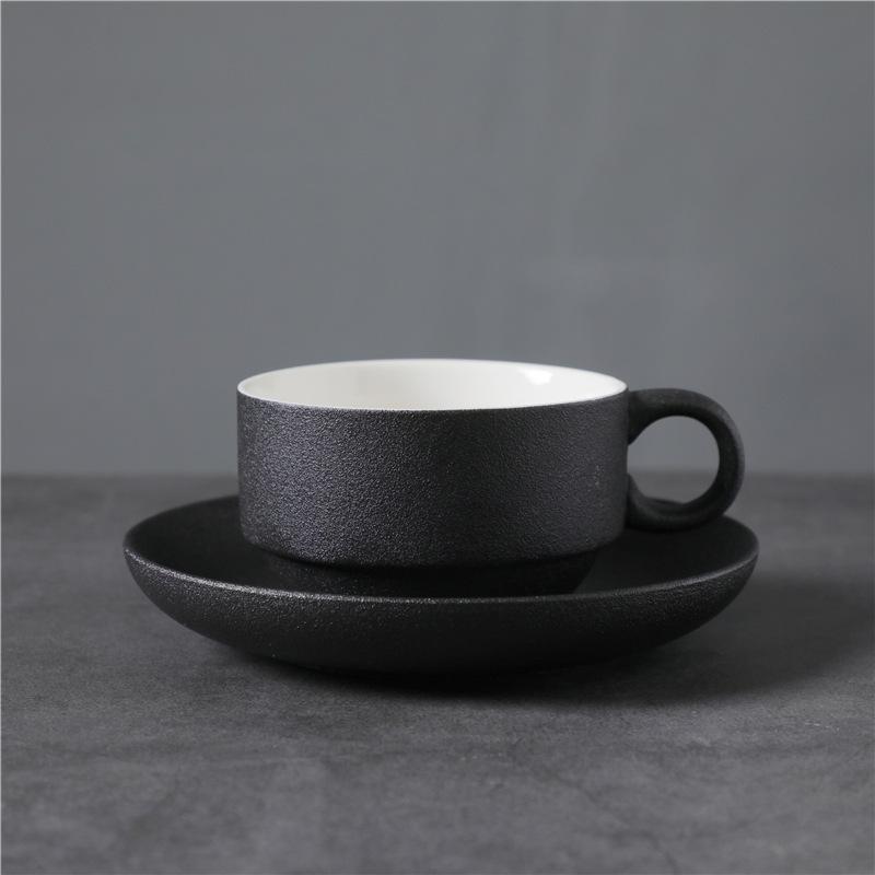 Retro Ceramic Coffee Cup And Saucer Set Creative Souvenir Cup Afternoon Tea Mug Coarse Pottery Coffee Cup