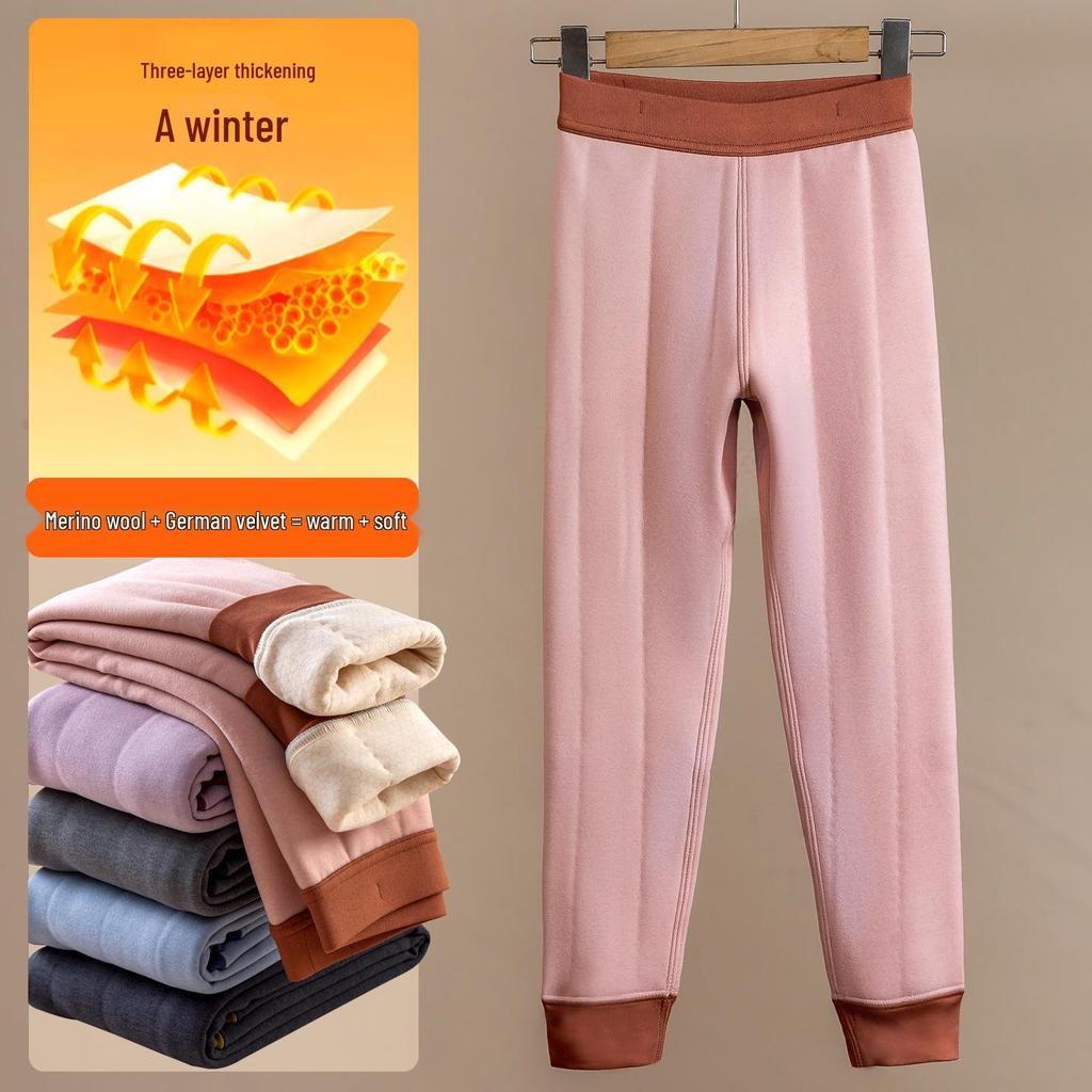 Children's Thickened Velvet School Uniform Pants: Double-Sided Fleece Autumn/Winter Leggings