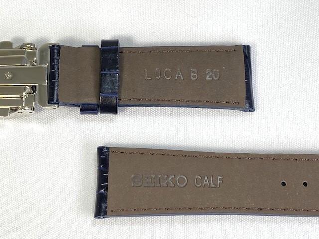 L0CA014J0 SEIKO Mechanical 20mm Genuine Leather Strap with Calfskin Dark for via Buckle, Embossed, Blue, SARG015/6R15-02V0 (Ships Nekoposu)