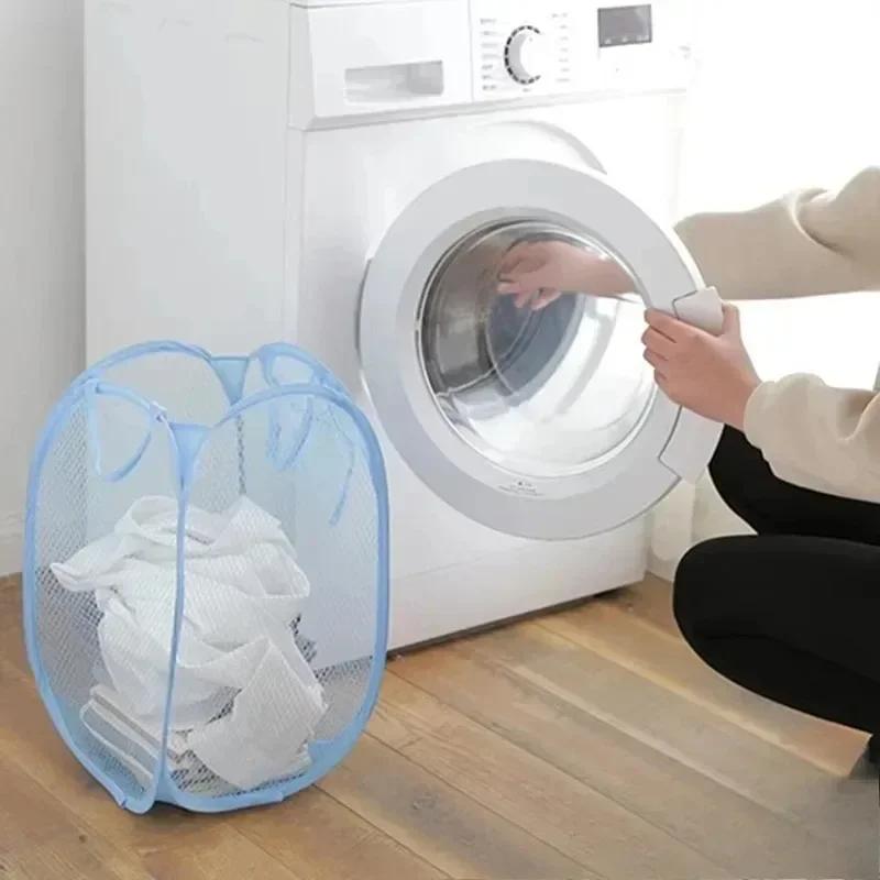 Skládací koš na třídění špinavého prádla Mycí rám Koupelnová tkanina Síťovina Úložný sáček Rám Kbelík Organizéry na prádlo Úložná kapsa