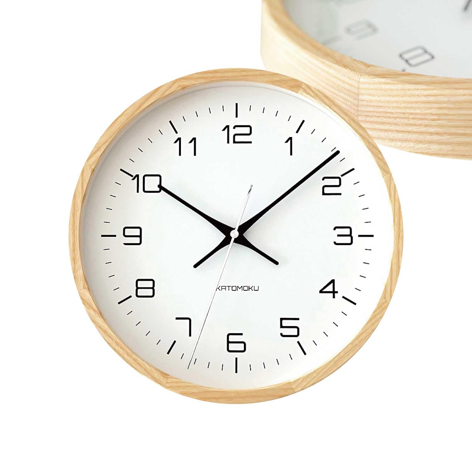 KATOMOKU muku clock 11 Natural Wall Continuous Second Diameter km-94NARC Clock, Hand, 30.0cm (Radio-controlled)
