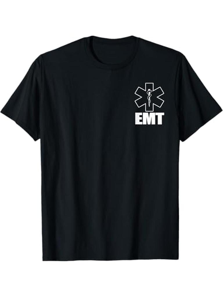 EMT Uniform Emergency Medical Technician T-Shirt 100% Cotton Short-sleeve T Shirt Round Neck All Sea